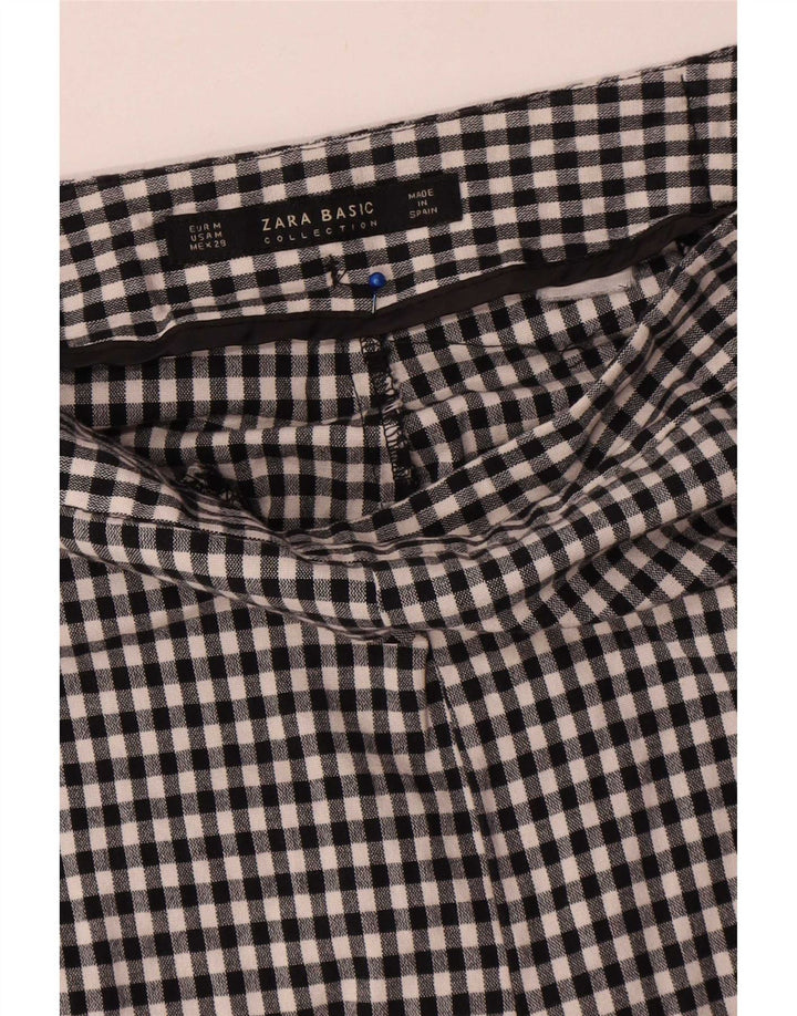Zara Dame Slim Chino Bukser Medium W28 L28 Sort Gingham