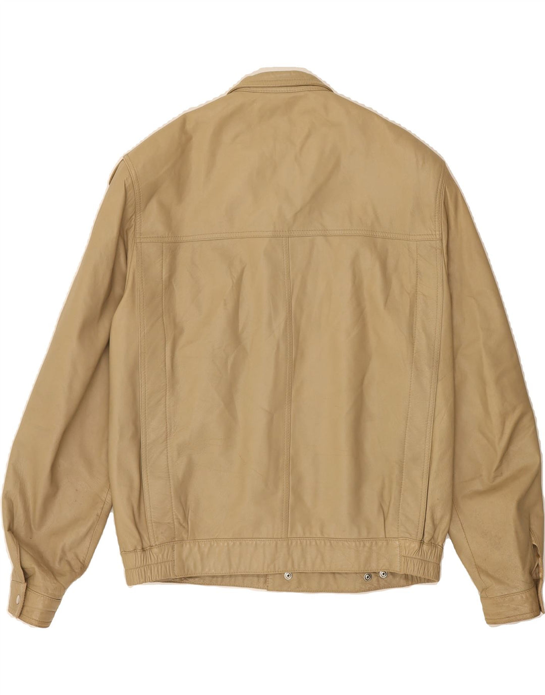 BRECO'S Mens Leather Jacket IT 48 Medium Beige Leather Vintage Breco's and Second-Hand Breco's from Messina Hembry 