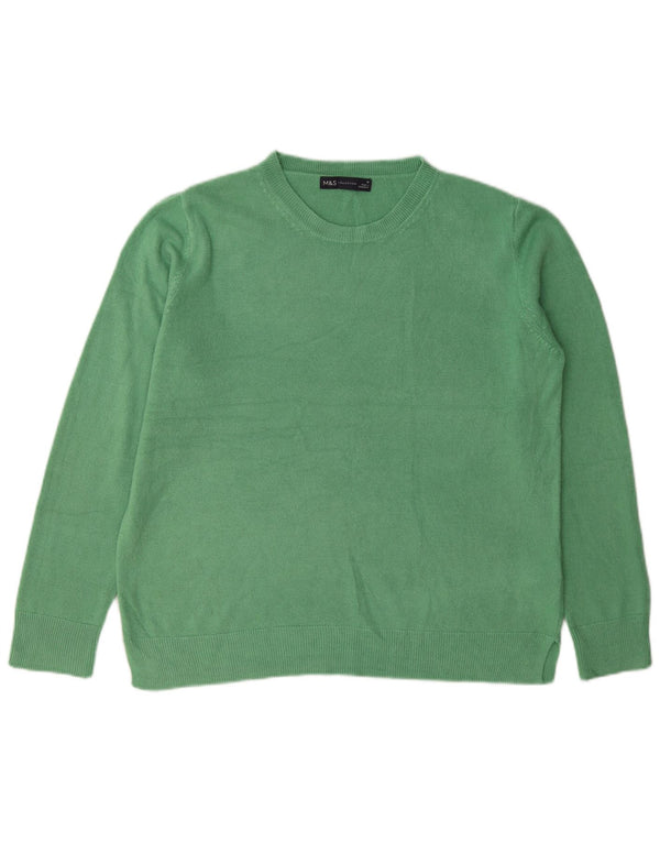 Marks & Spencer Dame sweater med rund hals DK 16 Stor grøn akryl