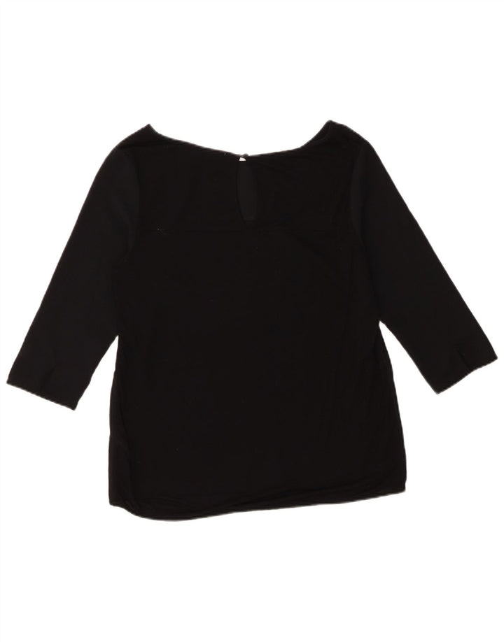 French Connection Dame 3/4 ærmet bluse Top UK 12 Medium Sort Polyester