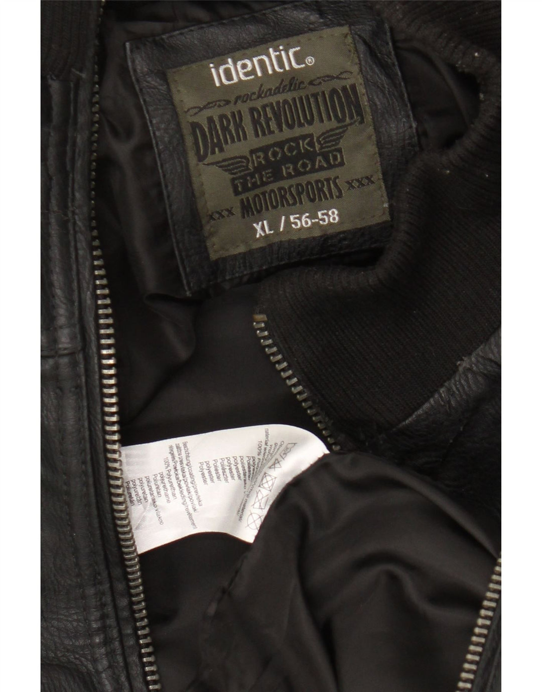 Identisk Herre Motorstyle Bomberjakke i imiteret læder UK 42 XL Sort Polyester