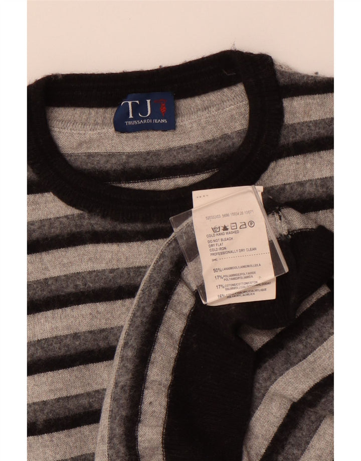 TRUSSARDI JEANS Drenge sweater med rund hals 13-14 år Gråstribet