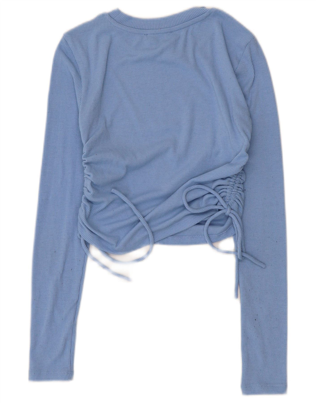 Zara Womens Crop Langærmet Bluse Top UK 8 Small Blue