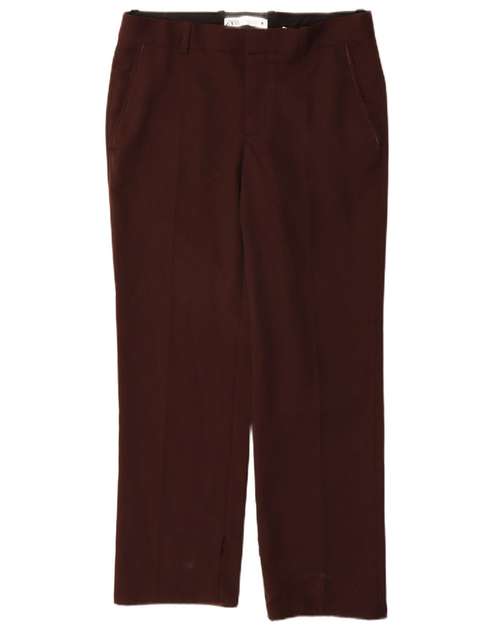 Zara lige chinosbukser til kvinder Small W26 L28 brun polyester