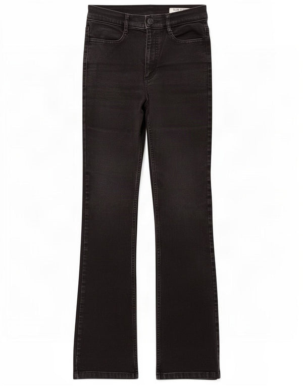 Marks & Spencer Dame Slim Bootcut Jeans UK 6 XS W25 L30 Sort Bomuld