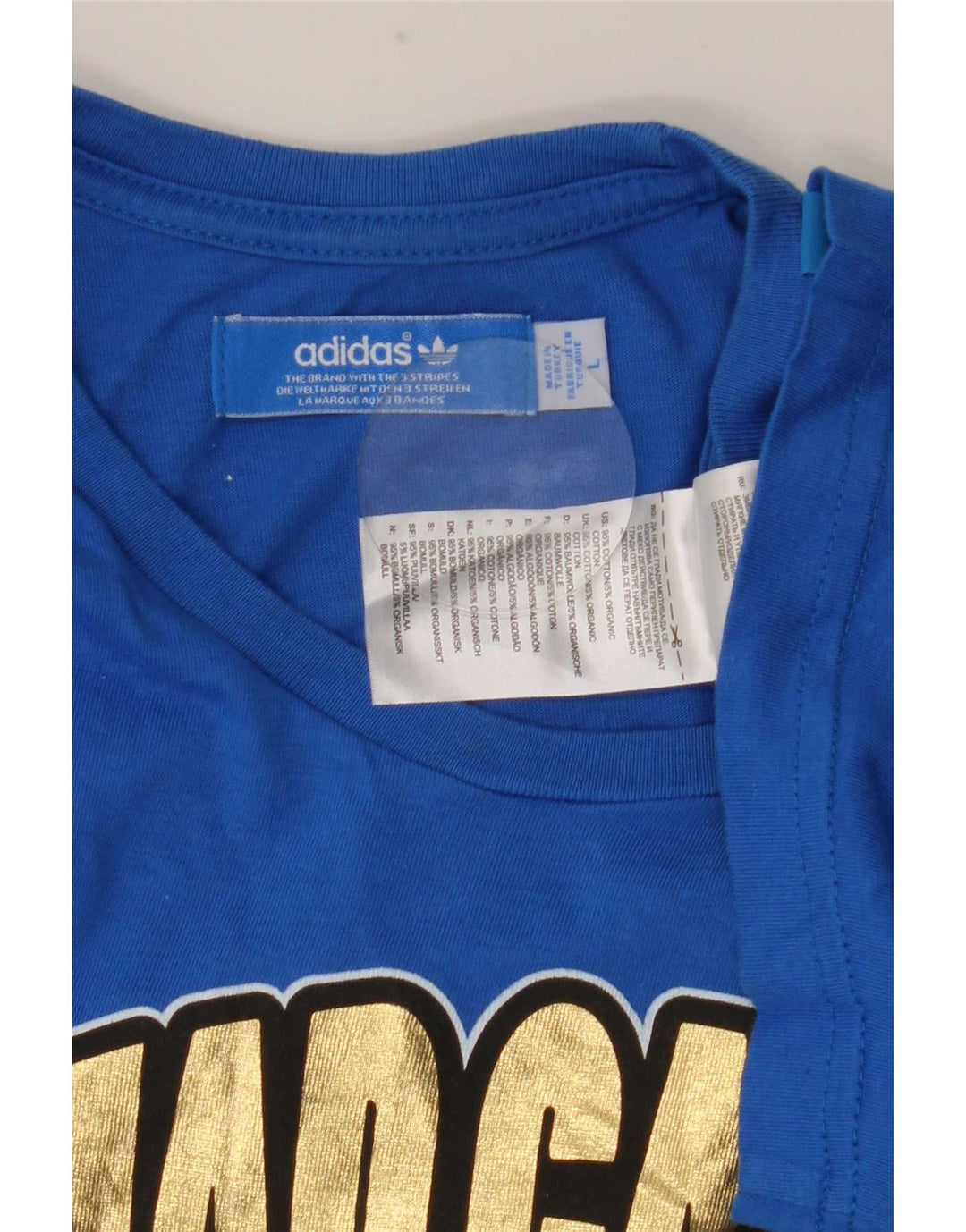 Adidas Herre Grafisk T-Shirt Top Stor Blå Bomuld