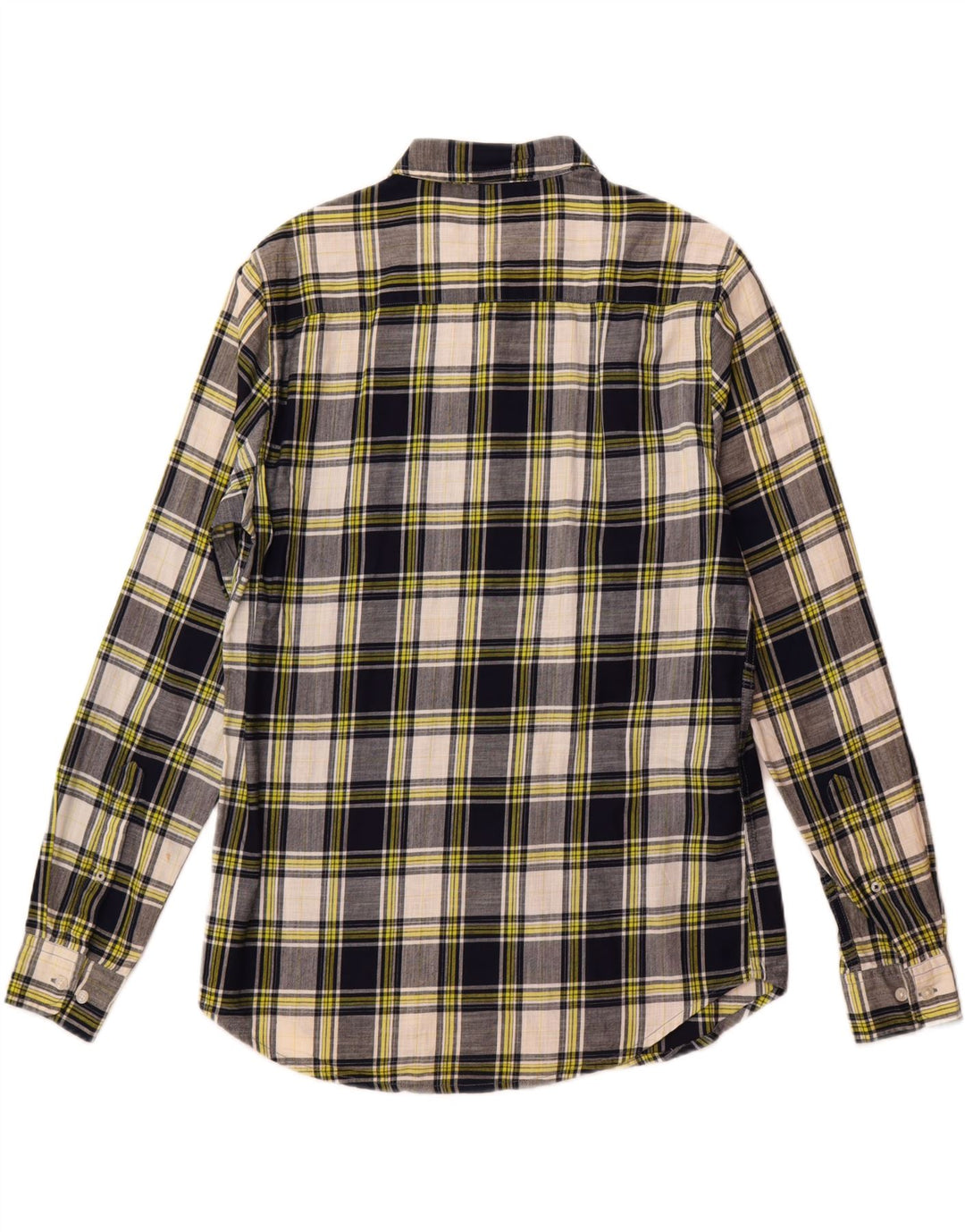 Benetton Herre ternet skjorte Stor marineblå ternet bomuld