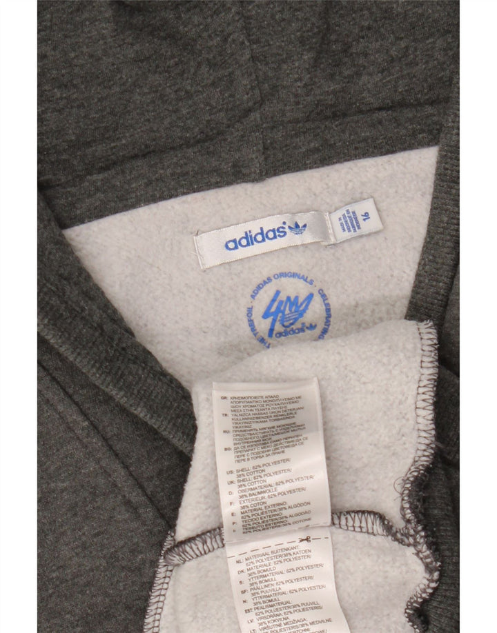 Adidas Graphic Hoodie Jumper UK 16 Large Grå Polyester