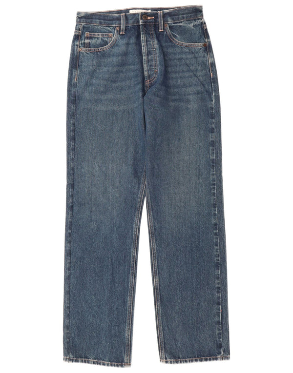 Topshop Dame Kort Straight Jeans W28 L32 Blå Bomuld