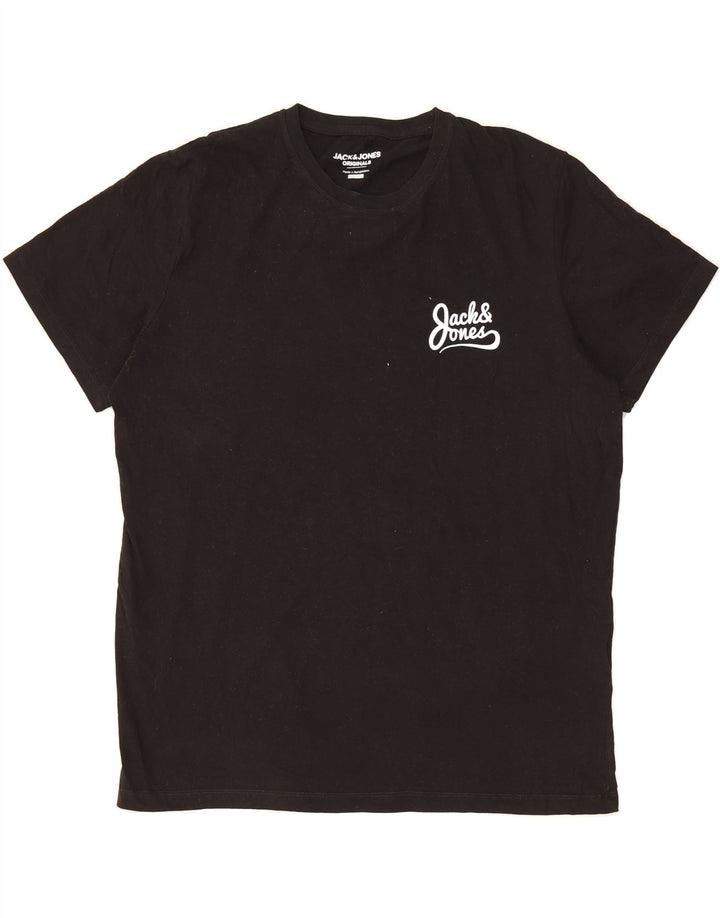 JACK & JONES Mens Regular Fit T-Shirt Top 2XL Black Cotton Vintage Jack & Jones and Second-Hand Jack & Jones from Messina Hembry 