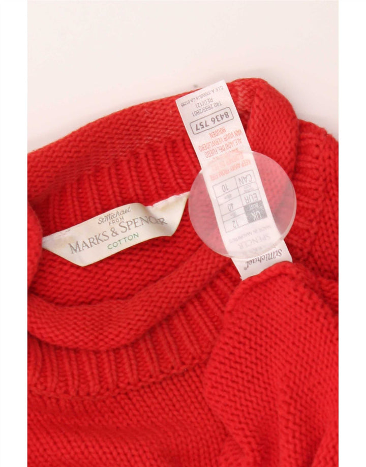 Marks & Spencer Dame Turtle Neck Jumper Sweater UK 12 Medium Rød Bomuld