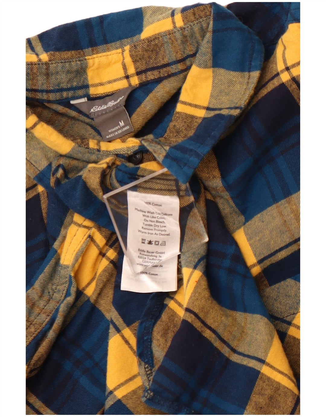 EDDIE BAUER Dame Pullover Flanell Shirt UK 12 Medium Blue Ternet Bomuld