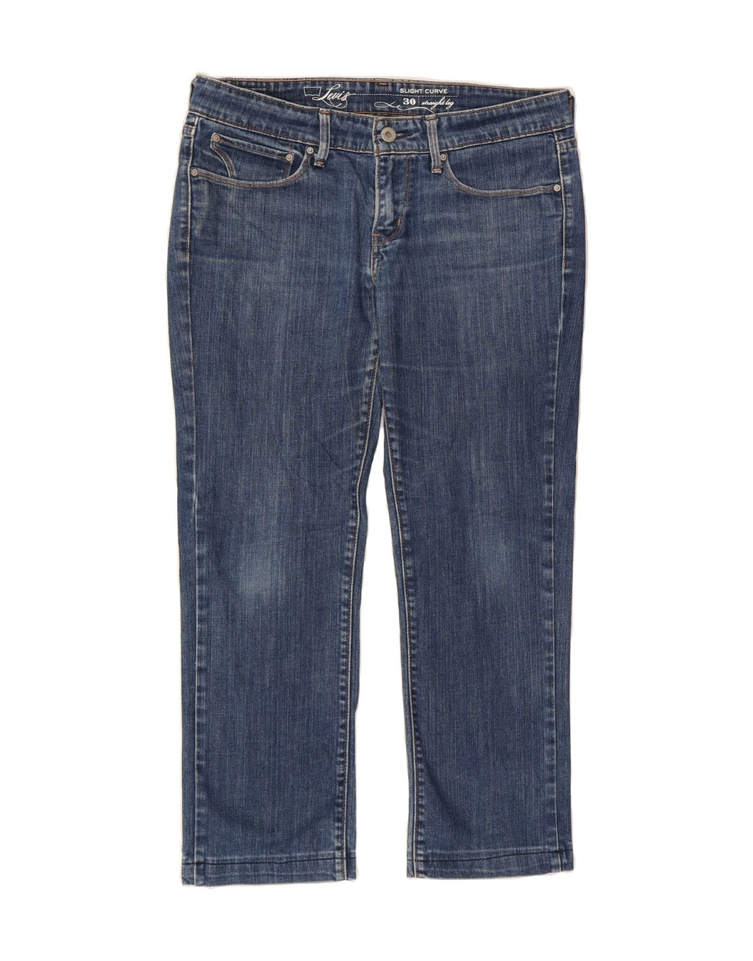 LEVI'S Womens Slight Curve Crop Straight Jeans W30 L25 Blue Cotton Vintage Levi's and Second-Hand Levi's from Messina Hembry 