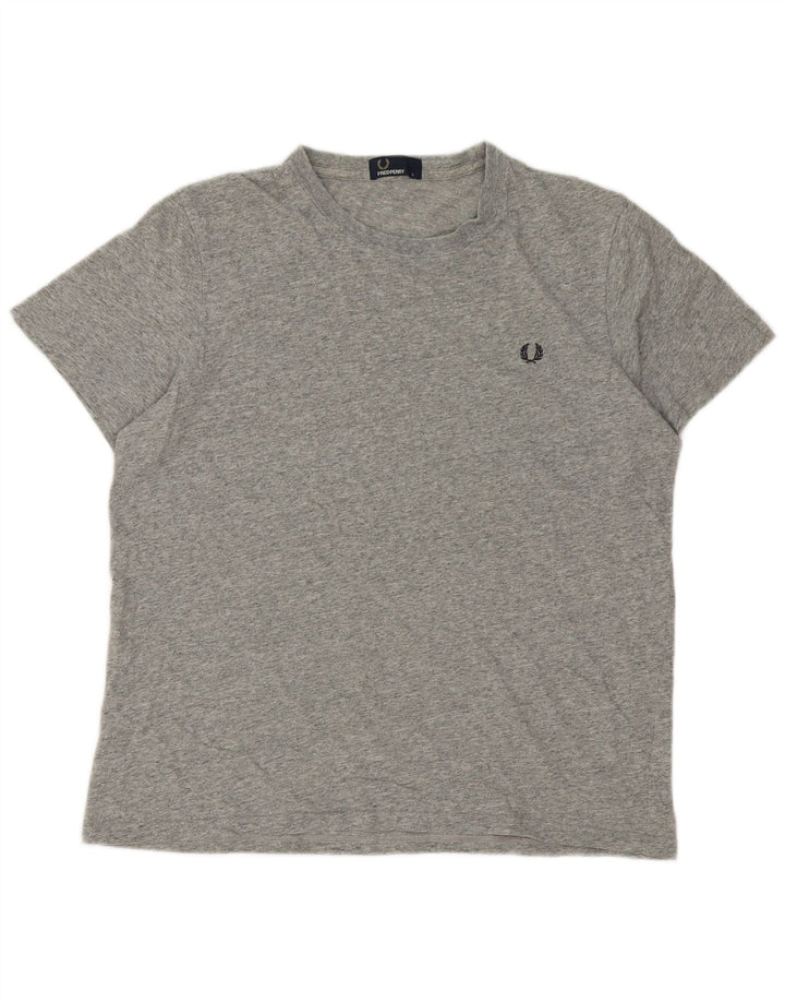 Fred Perry Herre T-Shirt Top Stor Grå Flecked Bomuld