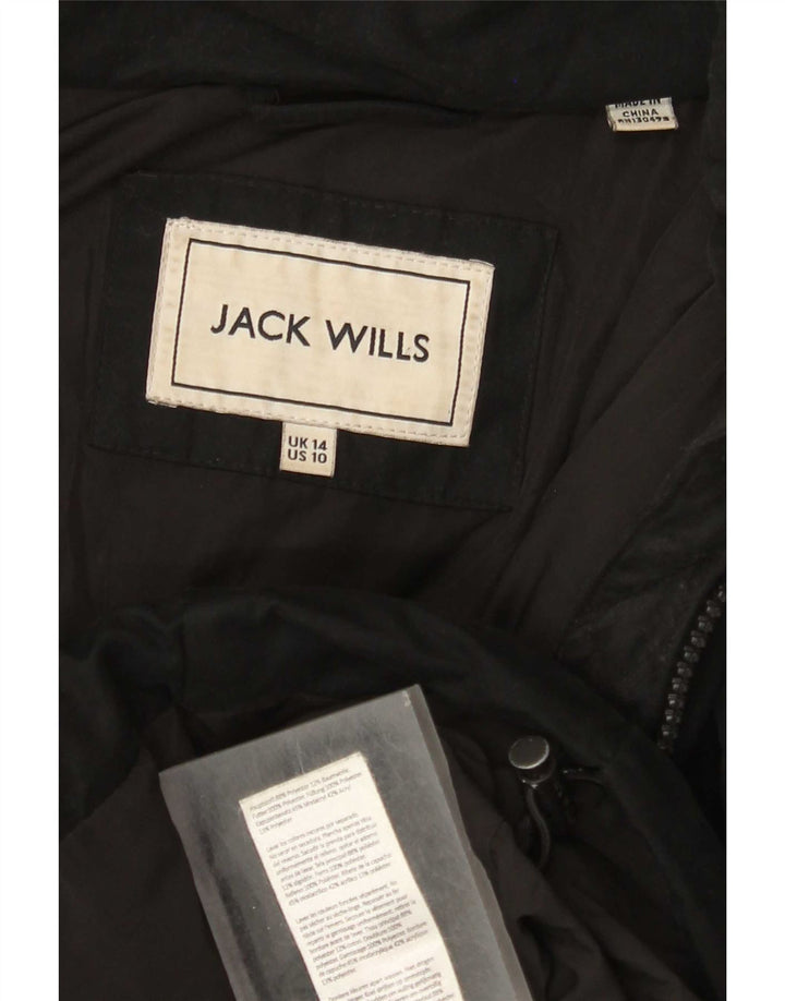 Jack Wills Dame Hætte Polstret Jakke UK 14 Stor Sort Polyester