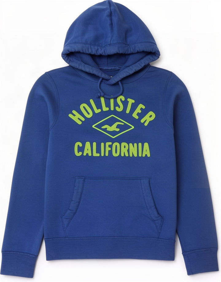 Hollister Grafisk hættetrøje til mænd mellemblå bomuld