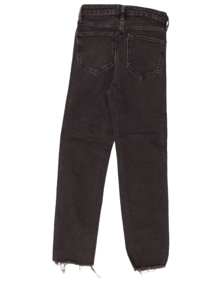 ZARA Dame Højtaljede Lige Jeans EU 36 XS W26 L27 Sort