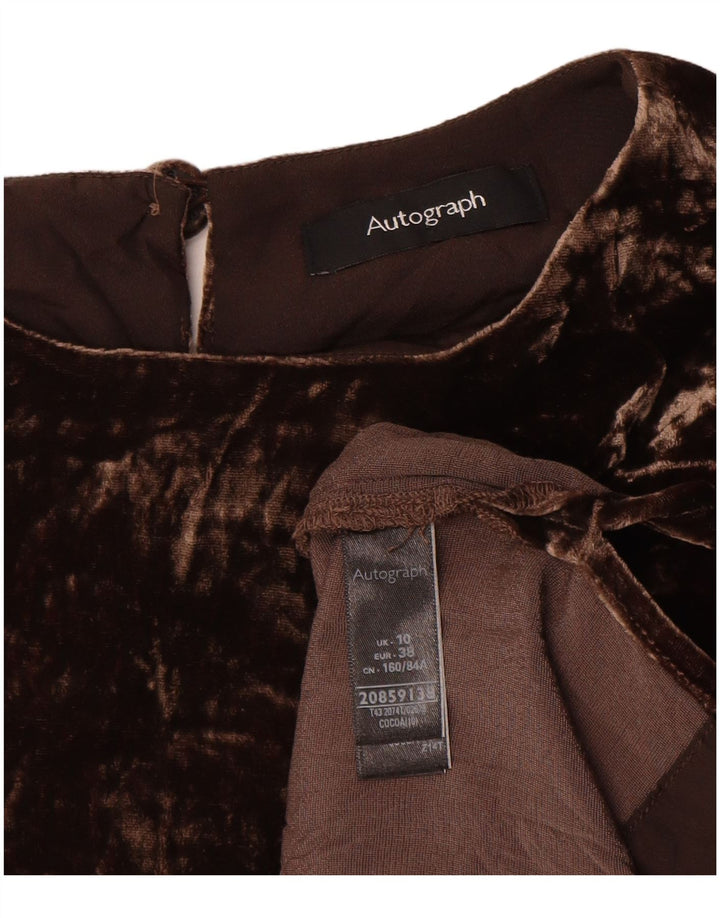 Marks & Spencer Womens Autograph Velour Bluse Top UK 10 Small Brown