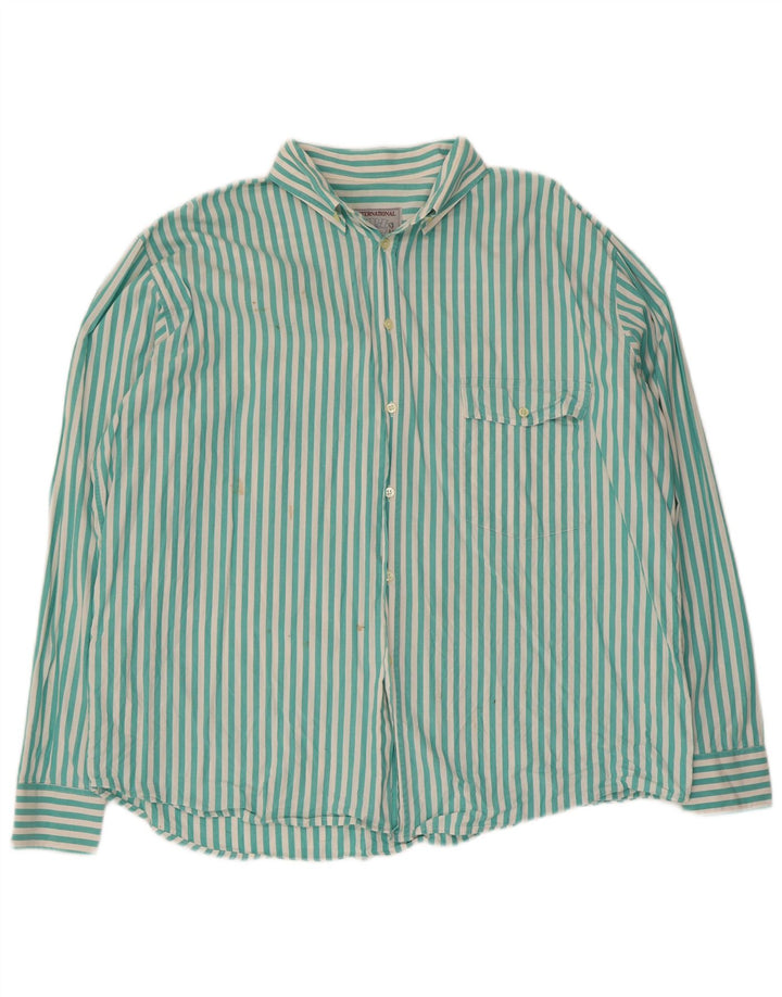 Vintage herreskjorte 2XL turkis stribet