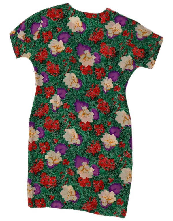VINTAGE Womens Sheath Dress UK 14 Medium Green Floral