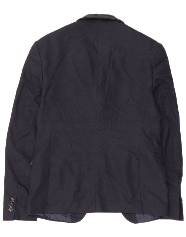 Zara Herre 1-knap blazerjakke EU 46 Lille marineblå polyester