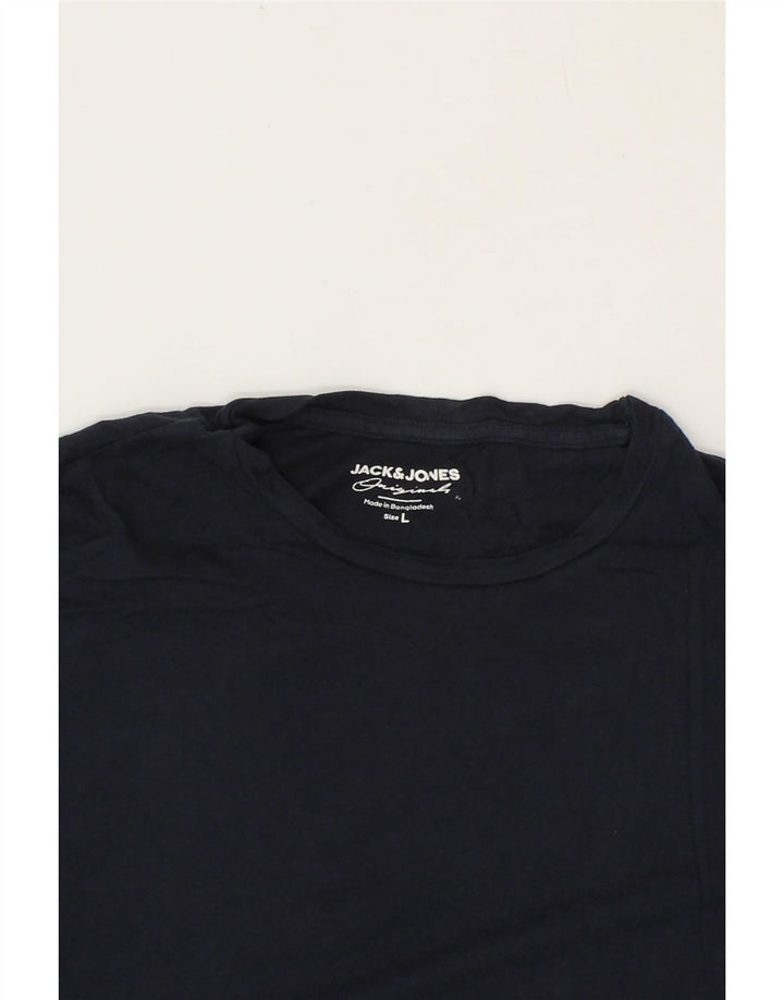 JACK & JONES Mens T-Shirt Top Large Navy Blue Cotton Vintage Jack & Jones and Second-Hand Jack & Jones from Messina Hembry 