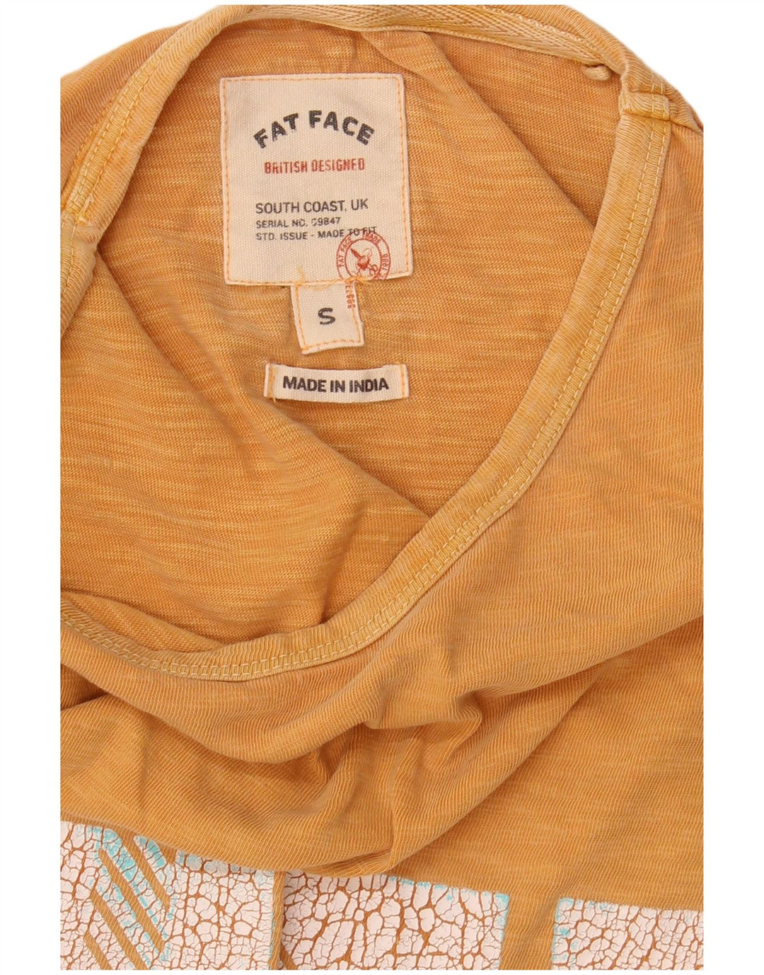 FAT FACE Herre grafisk T-shirt Top Lille gul Flecked Bomuld