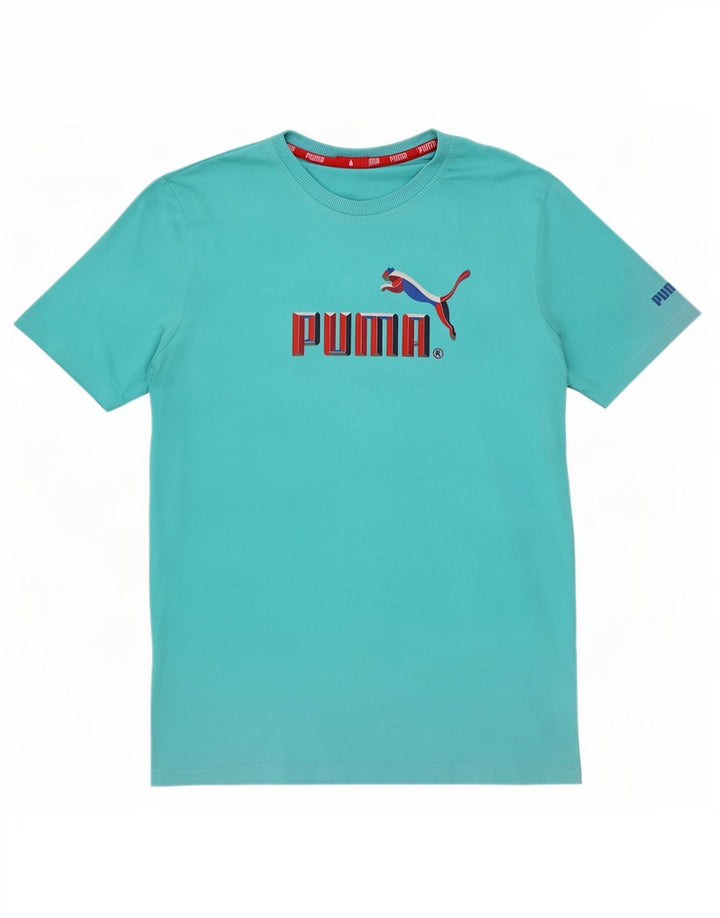 Puma Herre grafisk T-shirt Top Medium Blå Bomuld