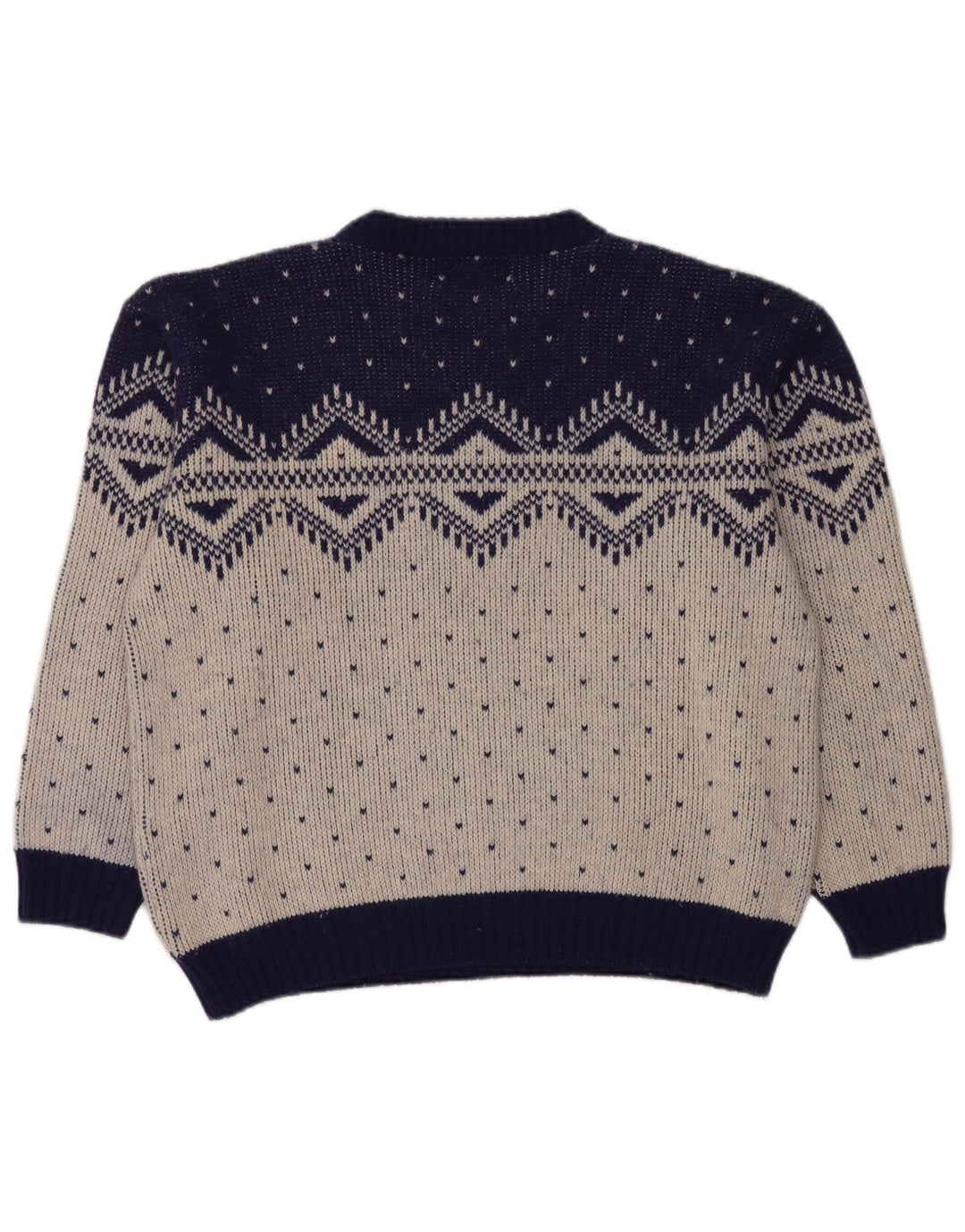 Uniform Herre grafisk rund hals sweater stor marineblå Fair Isle