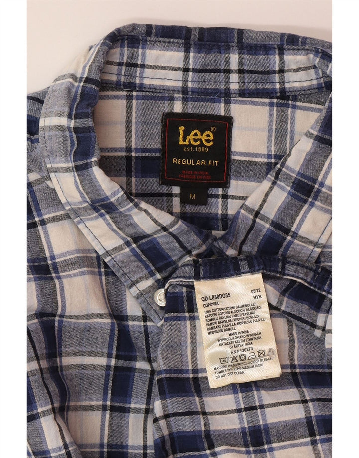 Lee Herre Regular Fit skjorte medium blå ternet bomuld