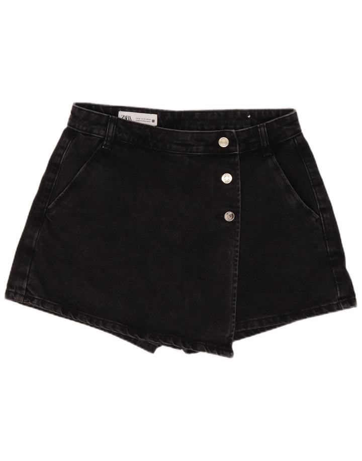 Zara denimshorts med høj talje til kvinder Medium W28 Sort bomuld