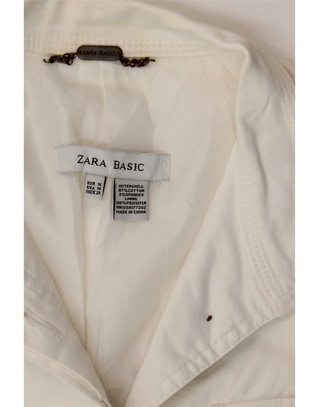 Zara Womens Utility Blazer Jacket UK 12 Medium White Bomuld