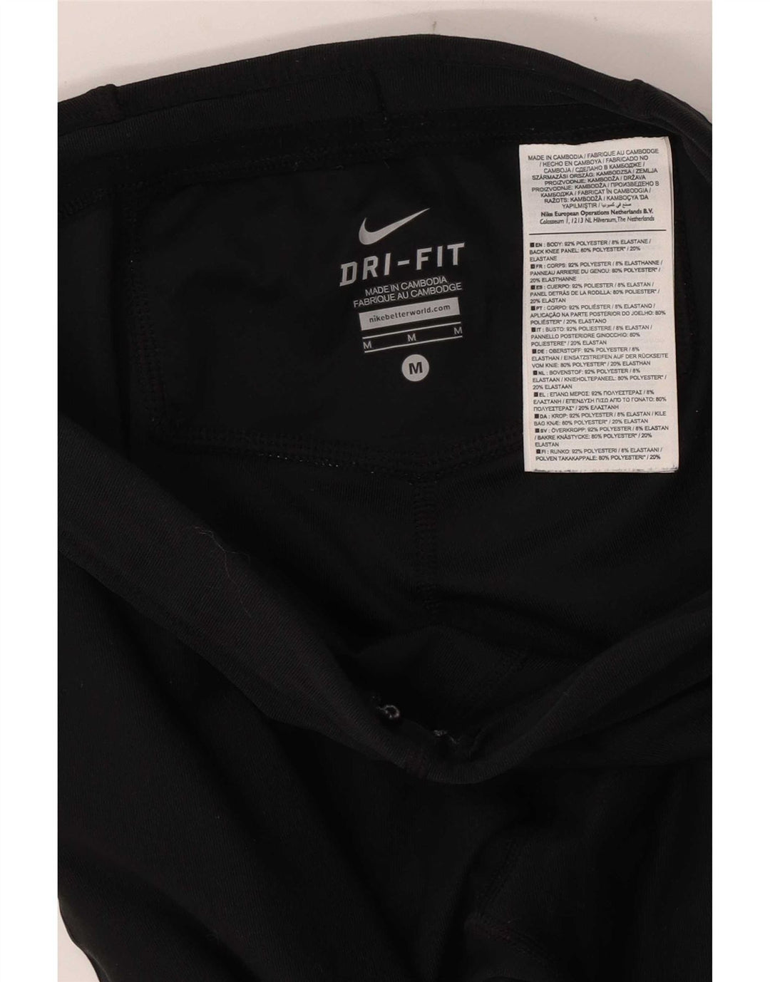 Nike Dame Dri Fit Leggings UK 12 Medium Sort Polyester