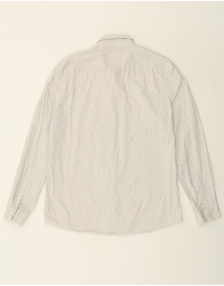 JULES Mens Fitted Shirt XL White Spotted Cotton Vintage Jules and Second-Hand Jules from Messina Hembry 