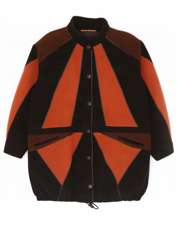 Philippe Vallereuil Dame Overfrakke UK 18 XL Sort Colourblock Virgin Wool