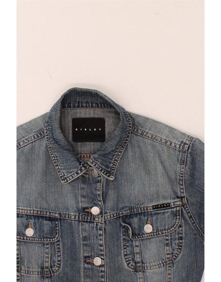 SISLEY Womens Crop Denim Jacket UK 22 3XL Blue Vintage Sisley and Second-Hand Sisley from Messina Hembry 