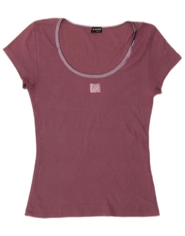 Lotto Dame T-Shirt Top UK 12 Medium Lilla Bomuld