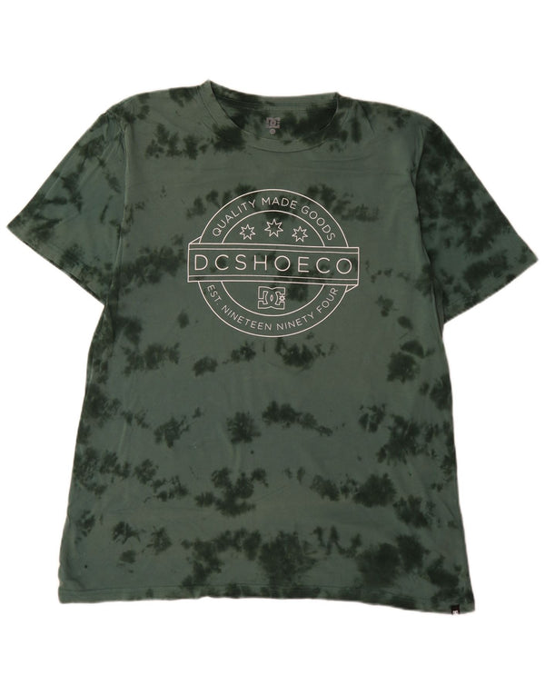 DC Herre grafisk T-shirt Top XL Grøn Tie Dye Bomuld