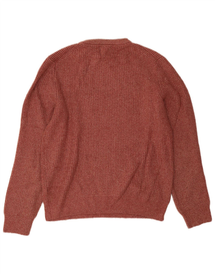 Marks & Spencer Herre sweater med rund hals, lille rødbrun polyamid