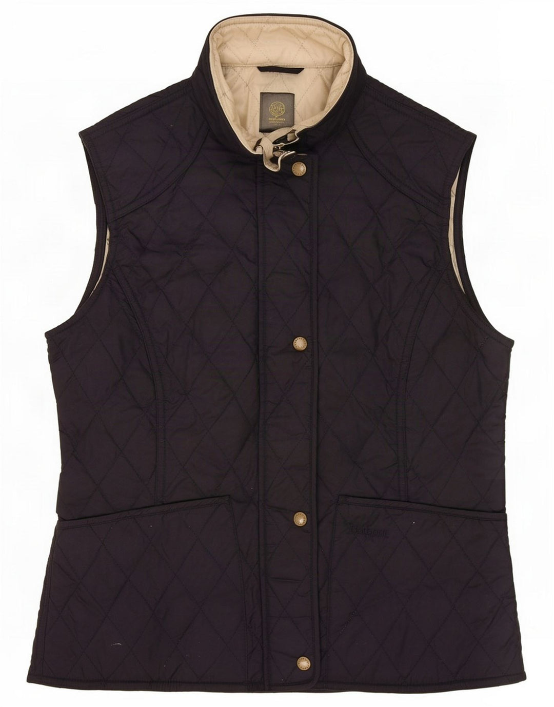 Barbour Womens Quilted Gilet UK 12 Medium Navy Blue Polyamid