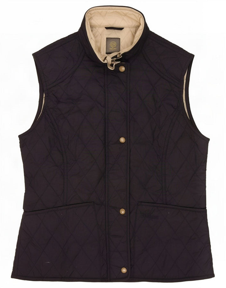 Barbour Womens Quilted Gilet UK 12 Medium Navy Blue Polyamid