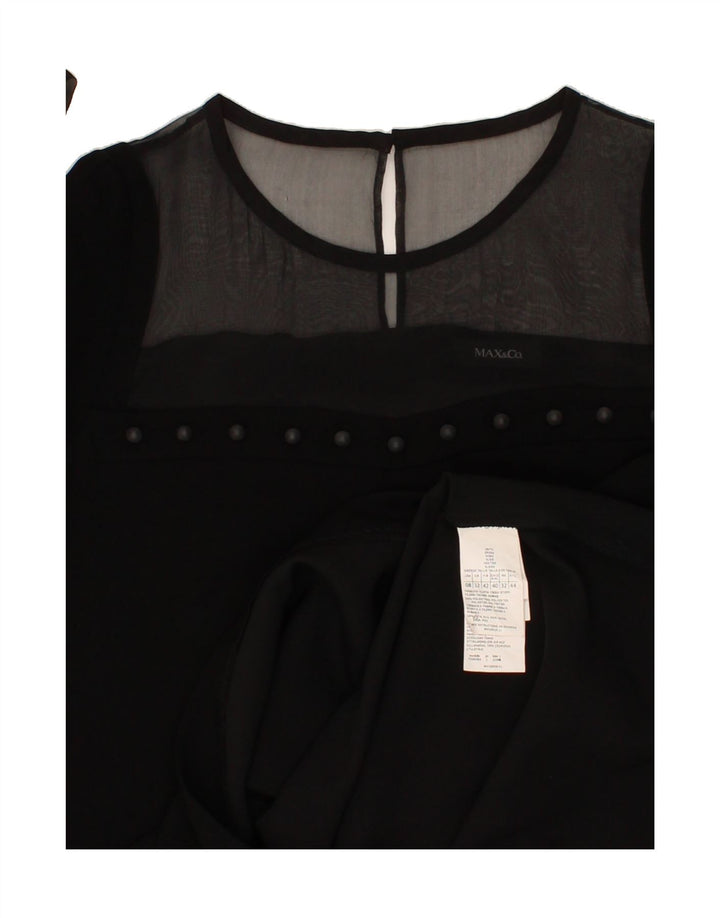 MAX & CO. Womens 3/4 Sleeve Shift Dress UK 12 Medium Black Polyester Vintage Max & Co. and Second-Hand Max & Co. from Messina Hembry 