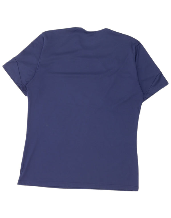Adidas Herre Climalite T-Shirt Top Medium Navy Blue Colourblock