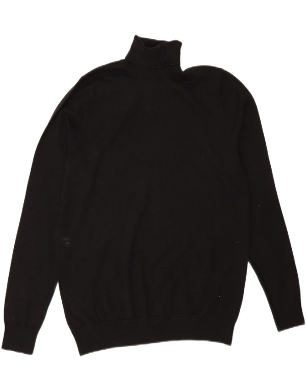 Marks & Spencer Dame Rullehals Sweater UK 14 Medium Sort Bomuld