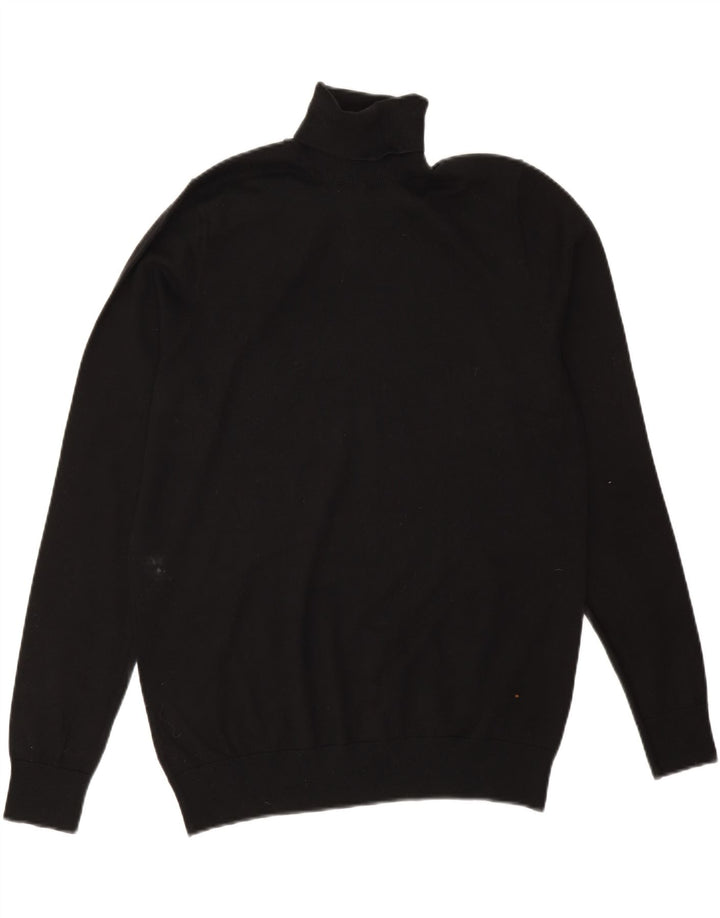 Marks & Spencer Dame Rullehals Sweater UK 14 Medium Sort Bomuld