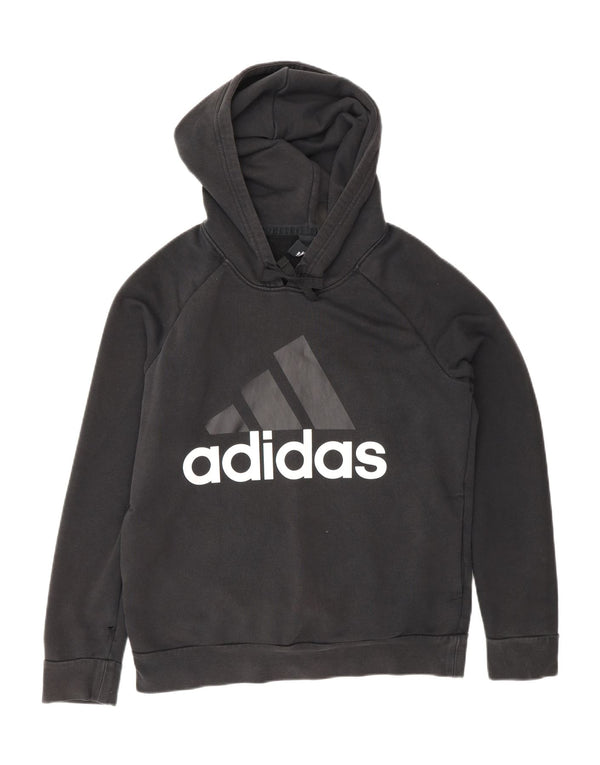 Adidas Graphic Hoodie Jumper UK 12/14 Medium Black Bomuld