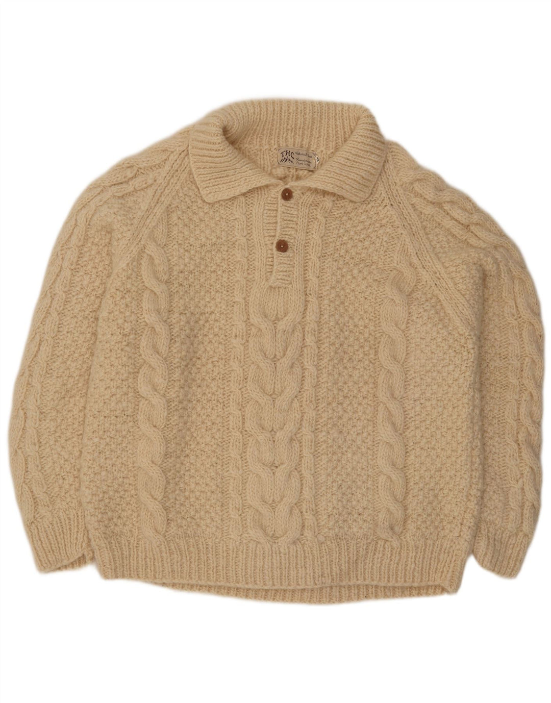 THC Herre Polo Neck Jumper Sweater XL Off White Uld
