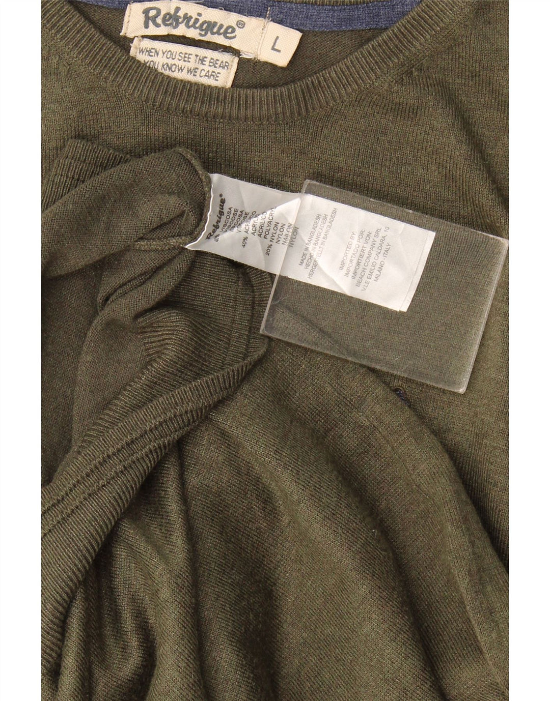 Refrigiwear Herre Crew Neck Jumper Sweater Stor Khaki Viscose