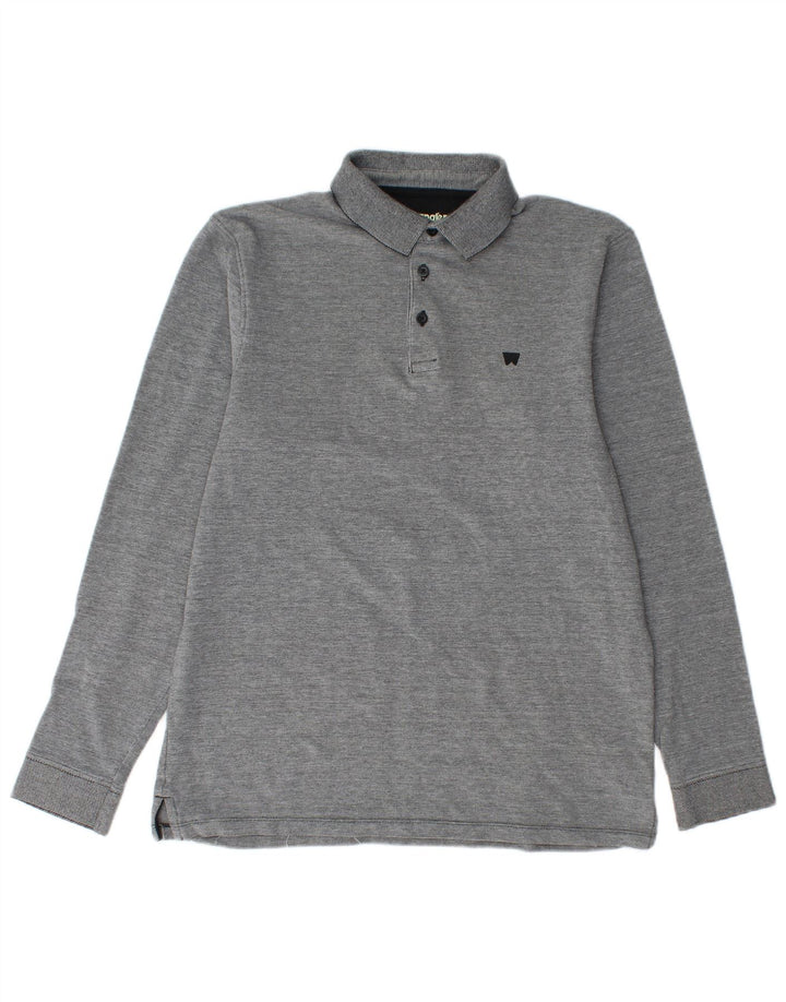 WRANGLER Langærmet poloshirt til mænd mellemgrå bomuld