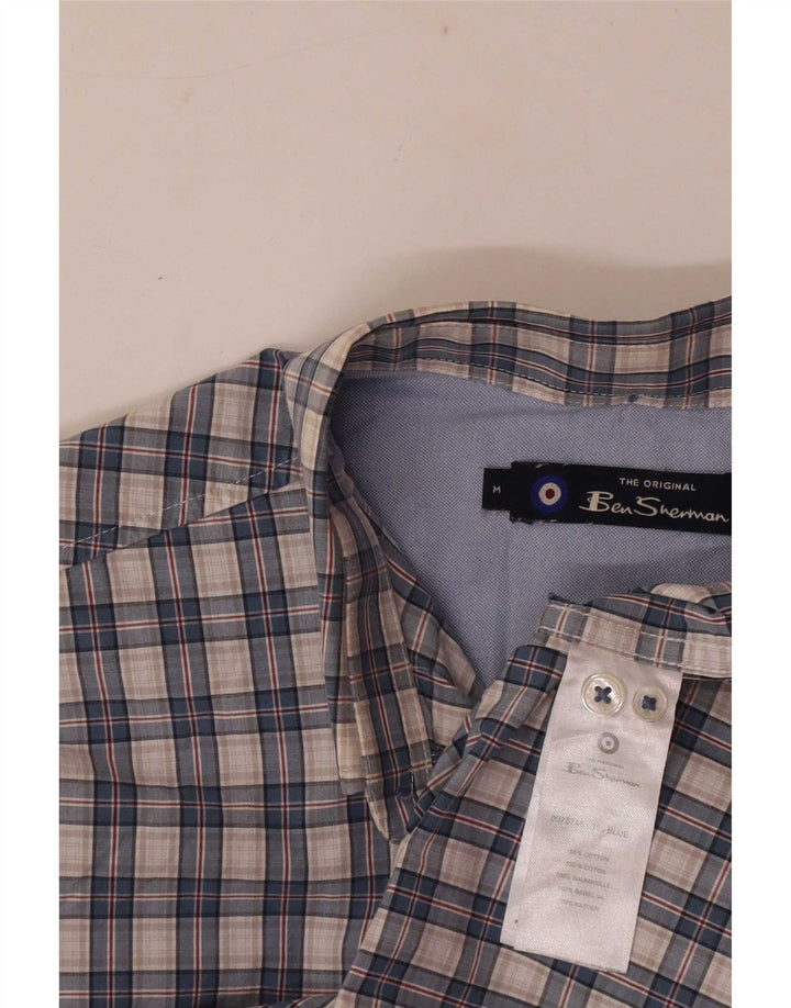 Ben Sherman herreskjorte mellemblå ternet bomuld